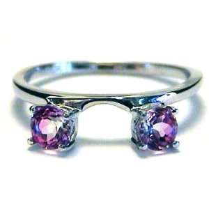    4 mm Pink Topaz Ring Wrap Guard Enhancer 10k white gold: Jewelry