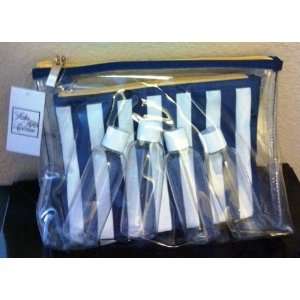  ~ set of 2 Navy Stripe makeup Clear Cosmetics bag 