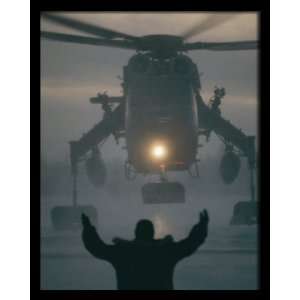   , Helicopter Landing, 8 x 10 Poster Print, Framed