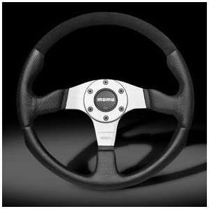 Momo Champion Black Leather & Silver Steering Wheel 
