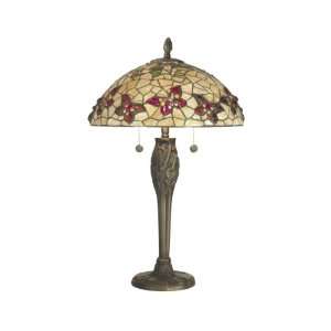   TT60496 Butterfly Ridge Table Lamp, Antique Brass and Art Glass Shade