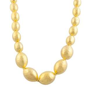 18 Karat Gold over Silver Hammered Graduated Beads Adjustable Necklace 