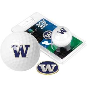  Washington Huskies Logo Golf Ball and Ball Marker: Sports 