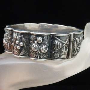 12 Months Bracelet Vintage Sterling Silver Repousse Detailed 