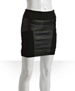 BCBGeneration black perforated leather paneled high waist skirt 