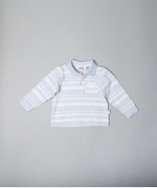   BABY light blue and white striped long sleeve polo style# 318056601