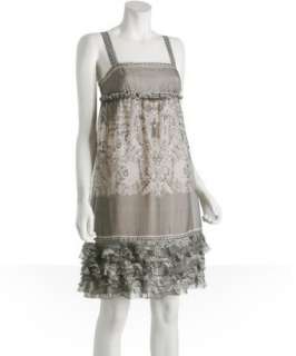 Diane Von Furstenberg grey lace chiffon Oleada ruffle dress 