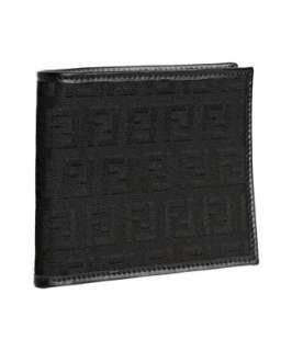 Fendi black zucchino canvas bi fold wallet  