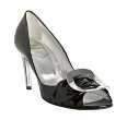 roger vivier black patent leather peep toe buckle pumps