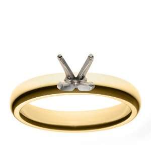   : 14k Yellow Gold 3.5mm Comfort Fit Engagement Ring Setting: Jewelry