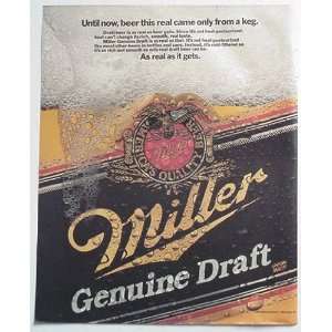  1987 Miller Beer Large Label Print Ad (3352)