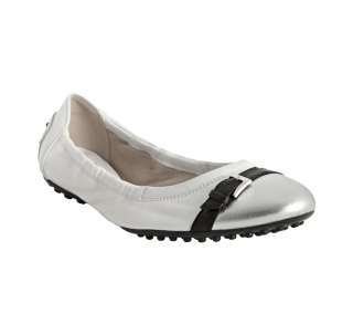 TODS WHITE LEATHER FLATS