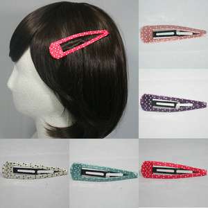   OVERSIZED HAIR CLIP ACCESSORY DOTTED SATIN RIBBON BOBBY PIN BARRETTES
