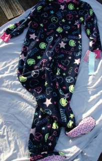 NWT GIRLS SIZE MED. LG. & XL CIRCO NAVY FLEECE FOOTED FROGS/ PEACE 1 