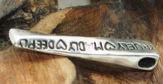 Wave Carved lettering Bar Sterling Silver Pendant  