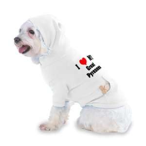  I Love/Heart Great Pyrenees Hooded T Shirt for Dog or Cat 