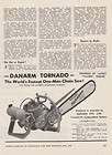 Vintage 1955 DANARM TORNADO CHAIN SAW Advertisement VILLIERS ENGINE