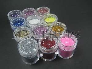  Glitter Dust Powder Super Shine for Nail Art & Make Up 12 Color B Set