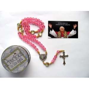 Blessed By Pope Benedict XVI Italian Pink Crystal Beads Guardian Angel 