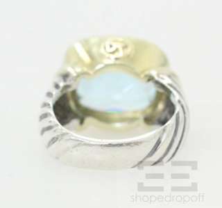   Sterling Silver & 14K Gold Blue Topaz Noblesse Ring Size 6  