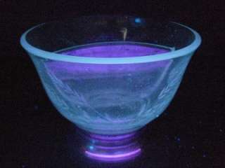   WEB STERLING BASE ENGRAVED CUT CRYSTAL GLASS DIVIDED BOWL GLOWS  