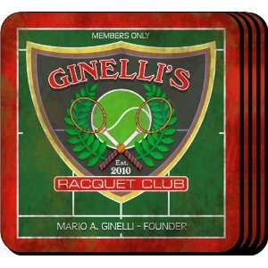Racquet Club Personalized Coaster Set:  Kitchen & Dining