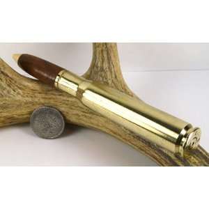   Burl 50cal Rifle Cartridge Pen With a Gold Finish