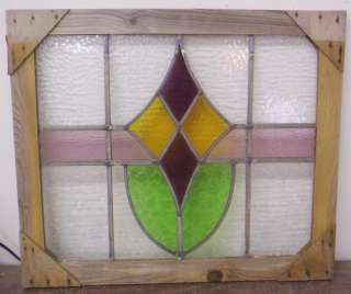 OLD ENGLISH STAINED GLASS WINDOW Coloful Diamond Design  