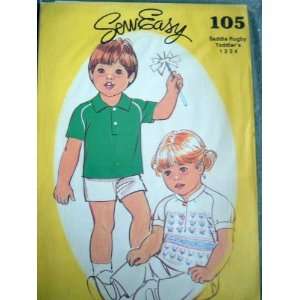  TODDLERS SADDLE RUGBY SHIRT SIZE 1 2 3 4 SEW EASY SEWING 