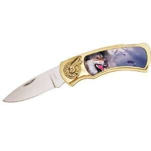  Wolf Scene Knife in Metal Gift Tin Pocketknife