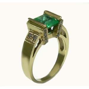  Modern Colombian Emerald & Diamond Ring 1.0cts 