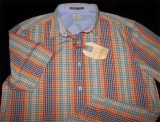 Tommy Bahama New TD34050 Ship Check Harvest Cotton Camp Shirt Large L 