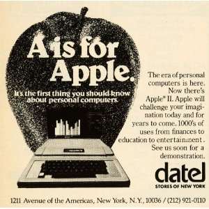  1979 Ad Apple II Personal Computer Datel Stores New York City 