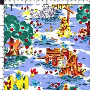 Country Back Porch Farm Barnyard Animal Apple Tree Cotton Quilting 