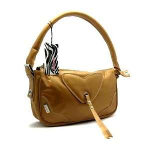 Roberto Cavalli Leather Heart Handbag Yellow Gold_#464627