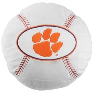   Clemson Tigers White 16 Team Logo Baseball Pillow