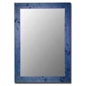  Framed wall mirror with a vintage blue finish. by 