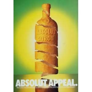  1990 Ad Absolut Appeal Citron Citrus Vodka Lemon Peel 