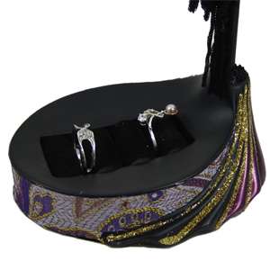 Mardi Gras Mask Earring & Ring Holder stand Purple 17H  