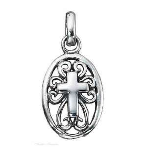   : Sterling Silver Filigree Christian Religious Cross Pendant: Jewelry