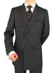   Suit Italian Modern Fit Double Breasted Windowpane Charcoal