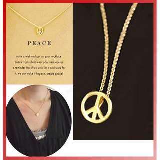 Fashion Jewelry Golden Peace sign Wishing Pendants Necklace  
