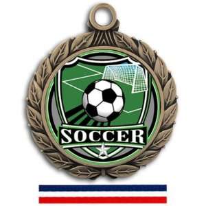 Hasty Awards 2 3/4 Custom Soccer Shield Insert Medals BRONZE MEDAL/RED 