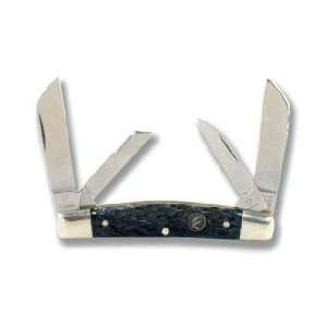 Hen & Rooster Pocket Knife 4 Blade Large Congress Black Jigged Bone 