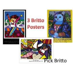  Romero Britto Three EVENT Posters ** RARE **: Home 