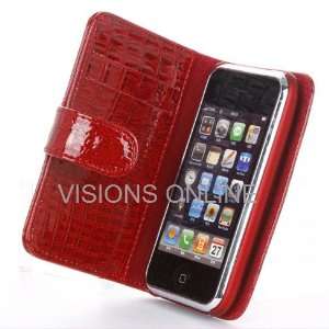   Leather Alligattor Patterns Red With 2 Card Slots. Electronics