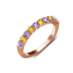   Citrine (AA+ Clarity,Orange Color) 10 Stone Wedding Ring in 18K Rose