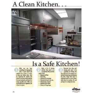 National Safety Compliance Clean Kitchen Poster   18 X 24 Inches 