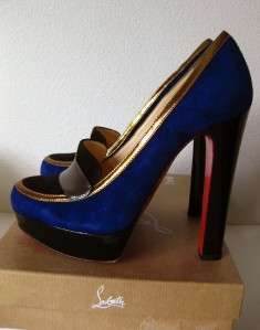 AUTH CHRISTIAN LOUBOUTIN SUEDE LOAFER HEELS PUMPS 38  
