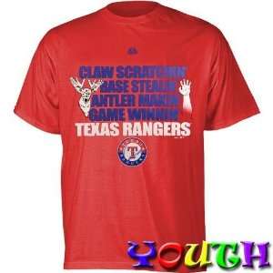  Texas Rangers Youth Claw & Antler T Shirt (Red): Sports 
